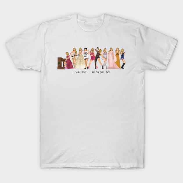 3/24 Vegas Iconic Outfits Eras Lineup T-Shirt by LoveAndLiberate